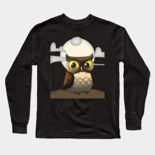 Cute Owl Full Moon Halloween Design Long Sleeve T-Shirt